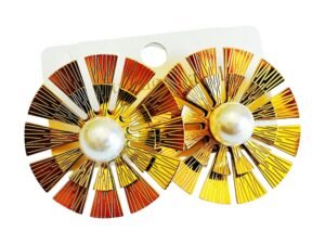 Stainless Steel Sun Shape with Faux pearl Earrings, 35mm gold or silver