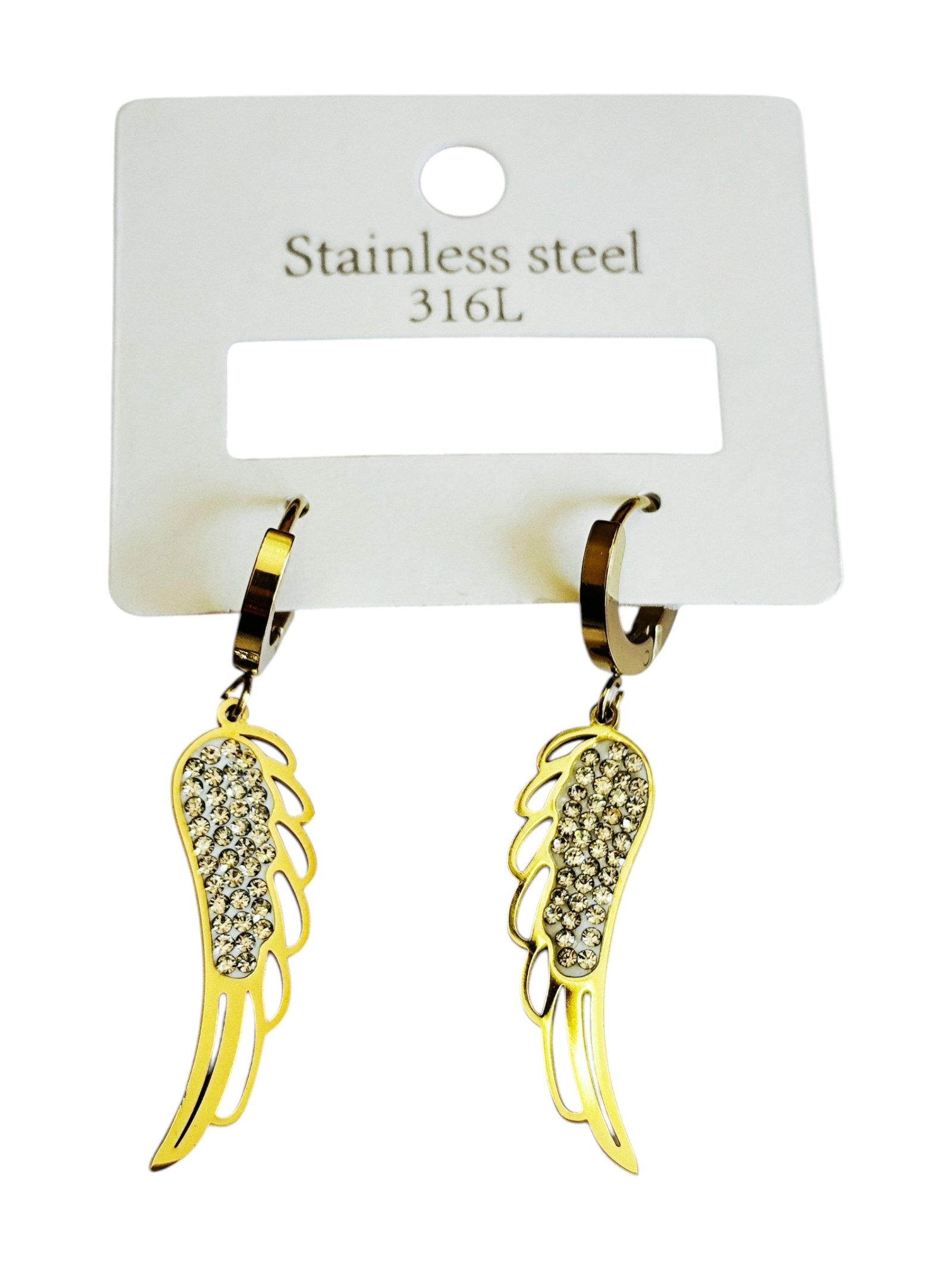 Leaf shaped stainless steel gold earring pair