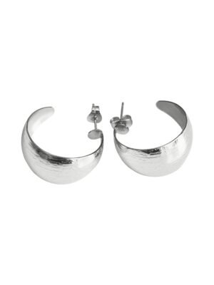 Stainless Steel Textured C shape Earring, 24x12mm