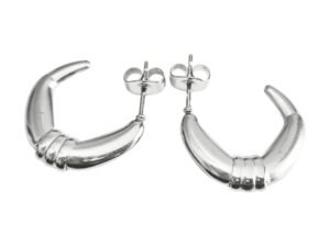 Stainless Steel 3D Hoop Earring, 20x15mm