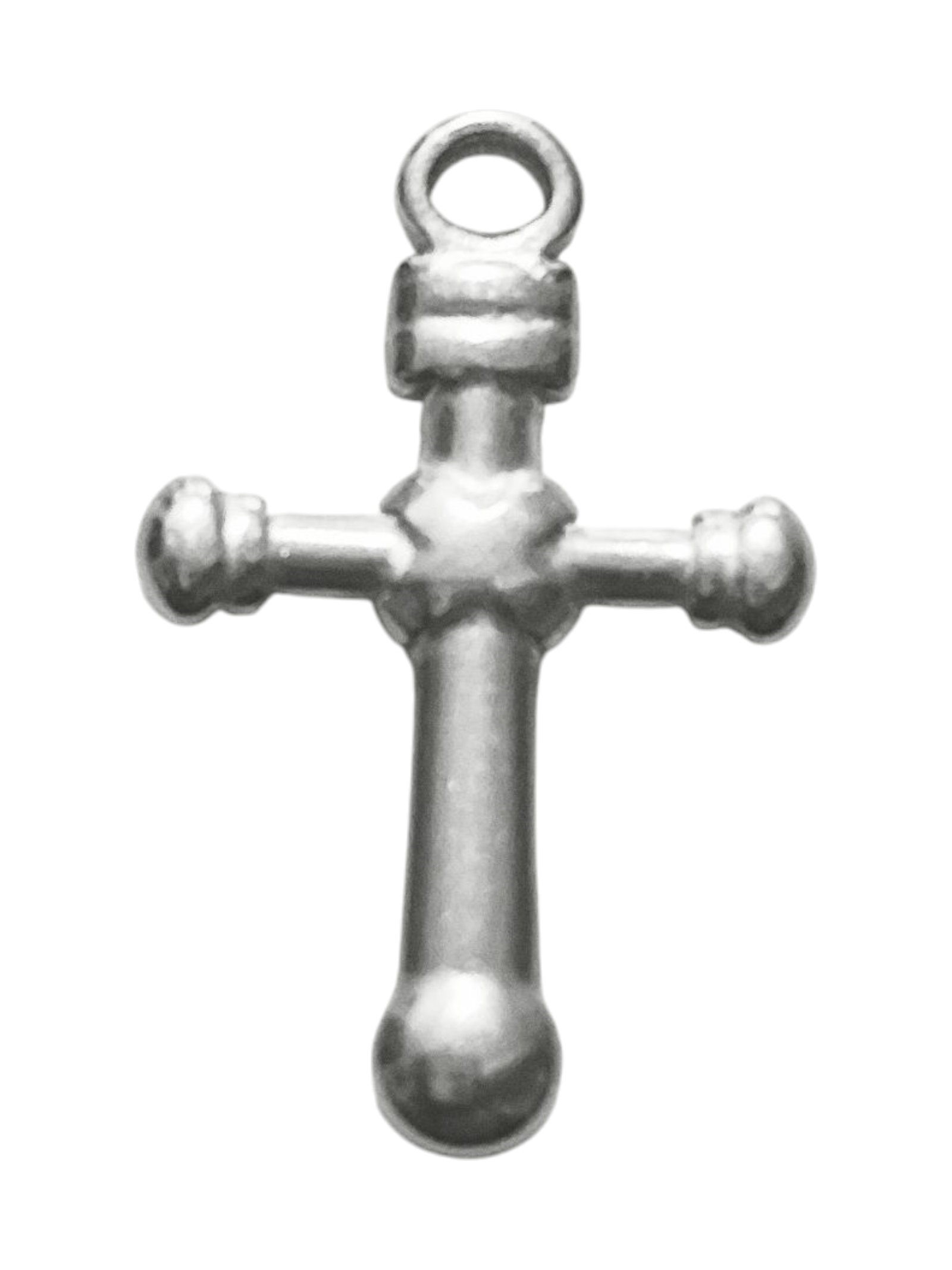 Small Rounded Cross Pendant in Stainless Steel, 18 mm