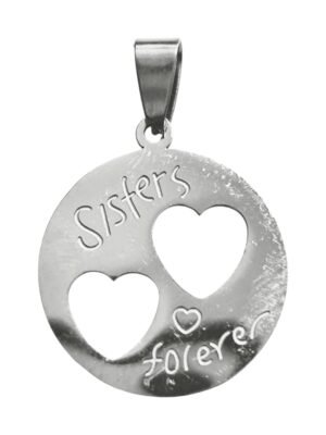 Sisters forever pendant in stainless steel