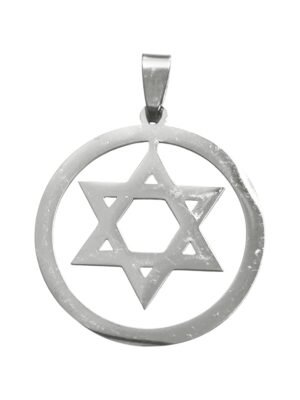 Star of David Pendant in Stainless Steel, 43 mm excluding bail