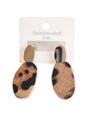 Stainless Steel Leopard Print Earring, 48mm