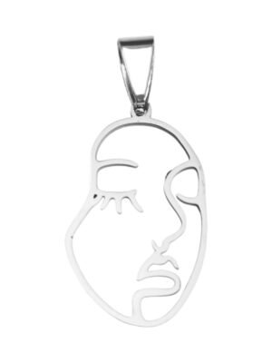 Face Pendant in Stainless Steel 28mm