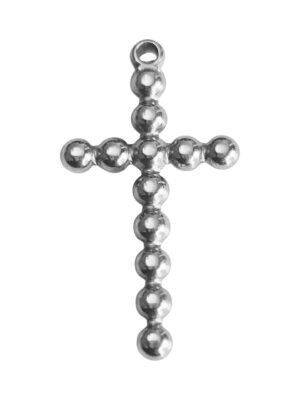 Bubble Rounded Cross Pendant in Stainless Steel