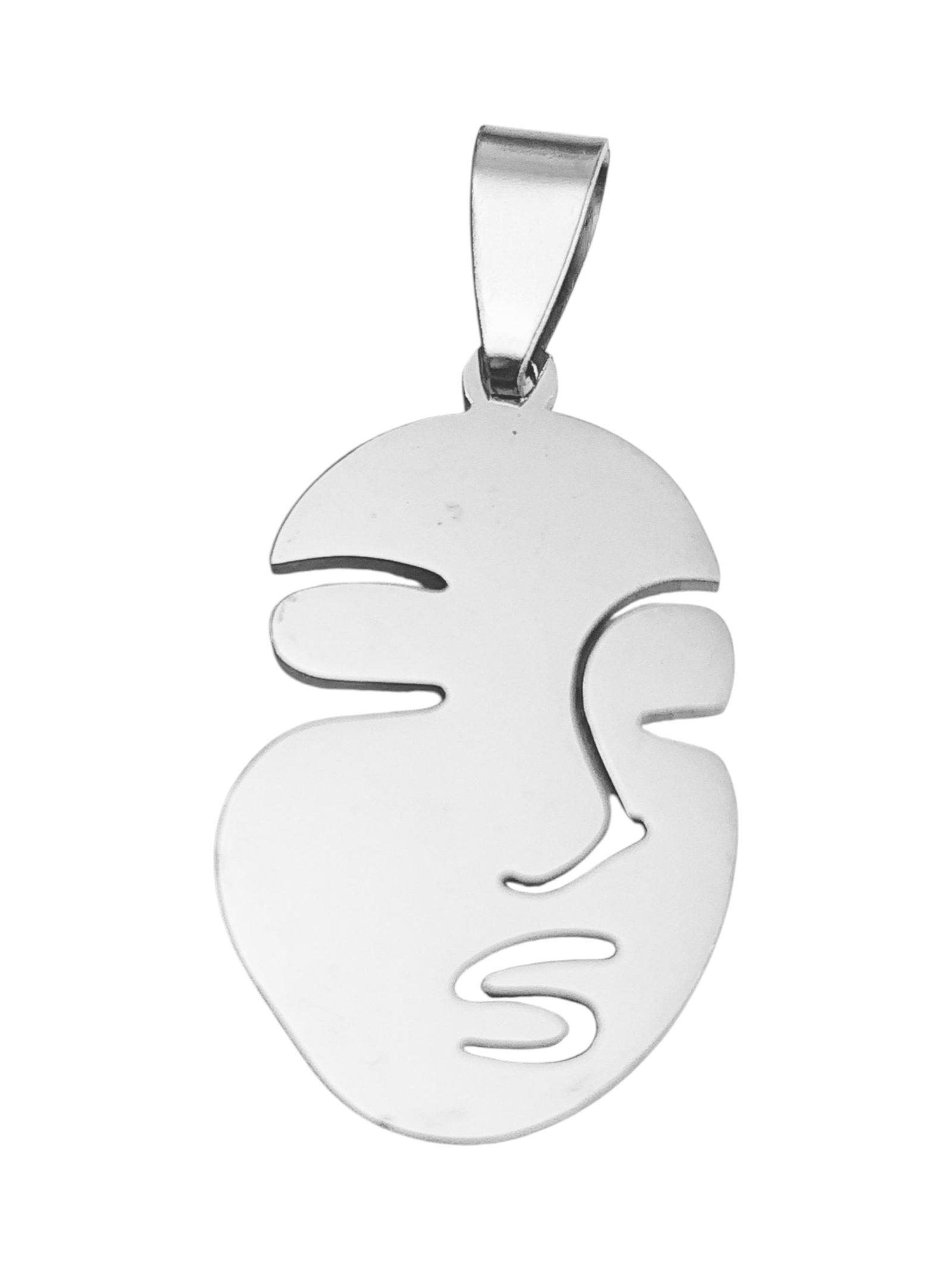 Geisha Face Pendant in Stainless Steel 28mm