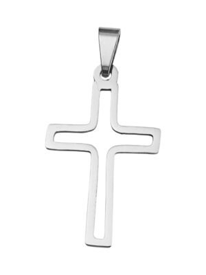 Cross Pendant in Stainless Steel, 30mm excl bail