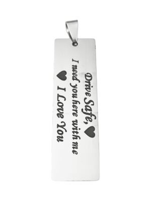 Drive Safe Pendant in stainless steel, 50mm excl bail