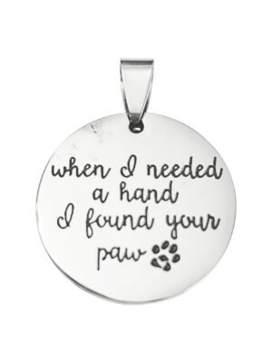 Paw Pendant in stainless steel, 25mm excl bail