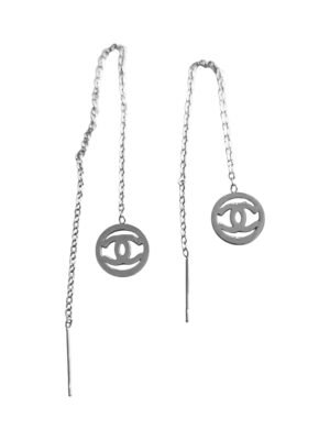 Channel design pair of earrings, Stainless Steel, 10mm round