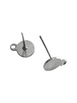 Round Disc with Loop Stainless Steel, Earring Post, 6mm
