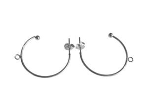 C- shaped pair of earrings with loop, Stainless steel