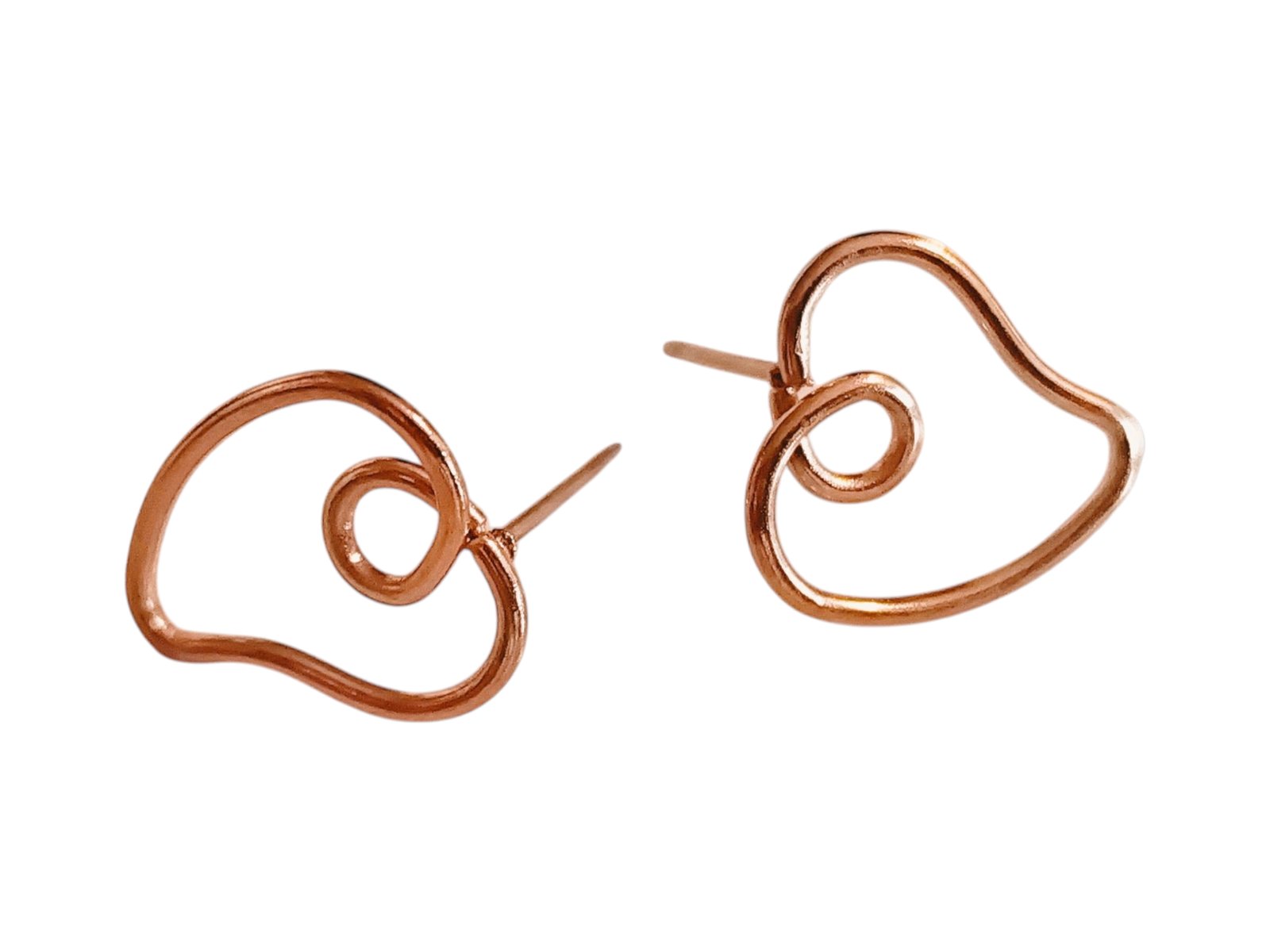 Heart shaped pair of earrings, Stainless steel, Rose Gold,14 mm