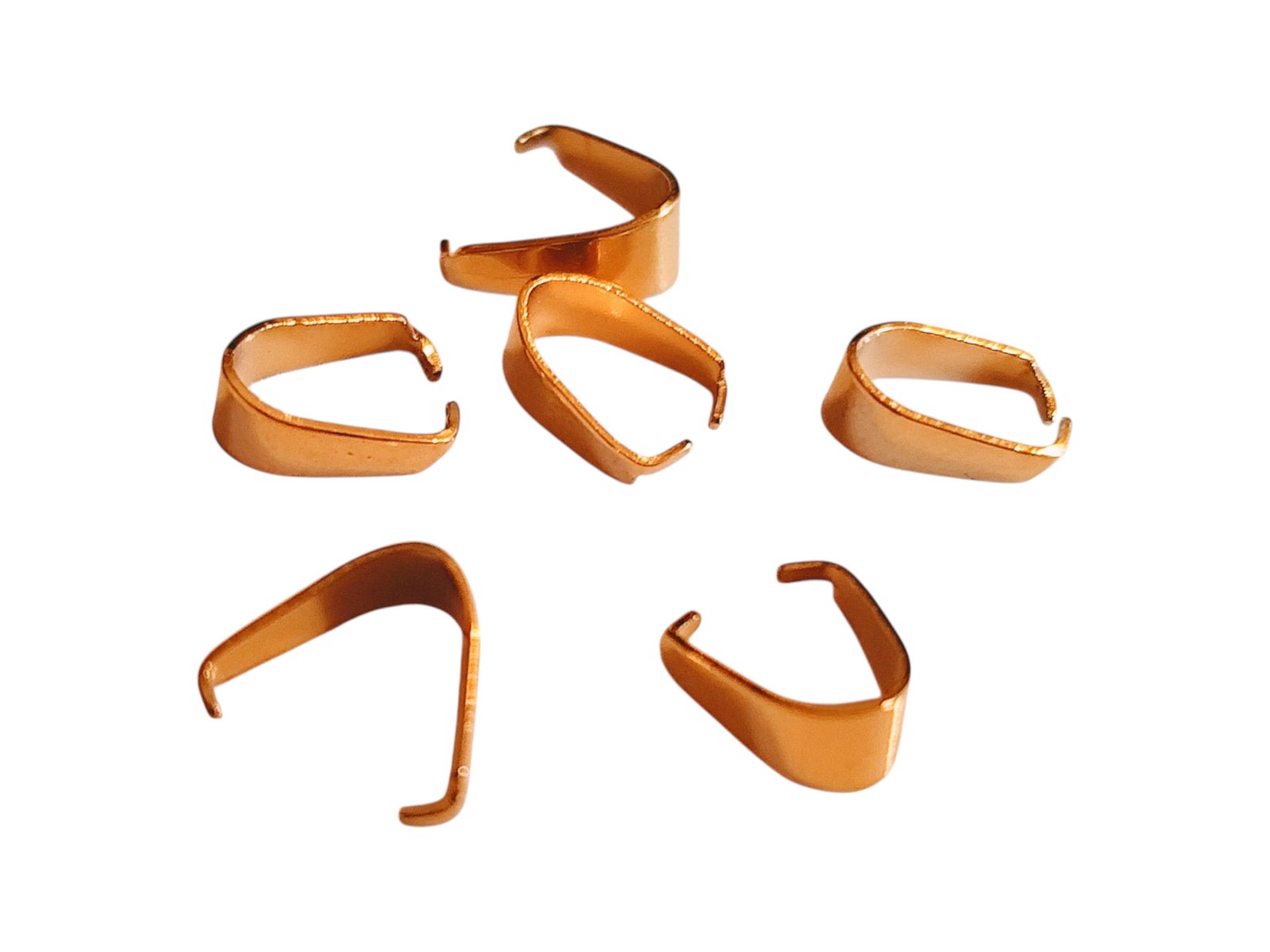 6 x Stainless steel pinch bail in Gold, 8mm