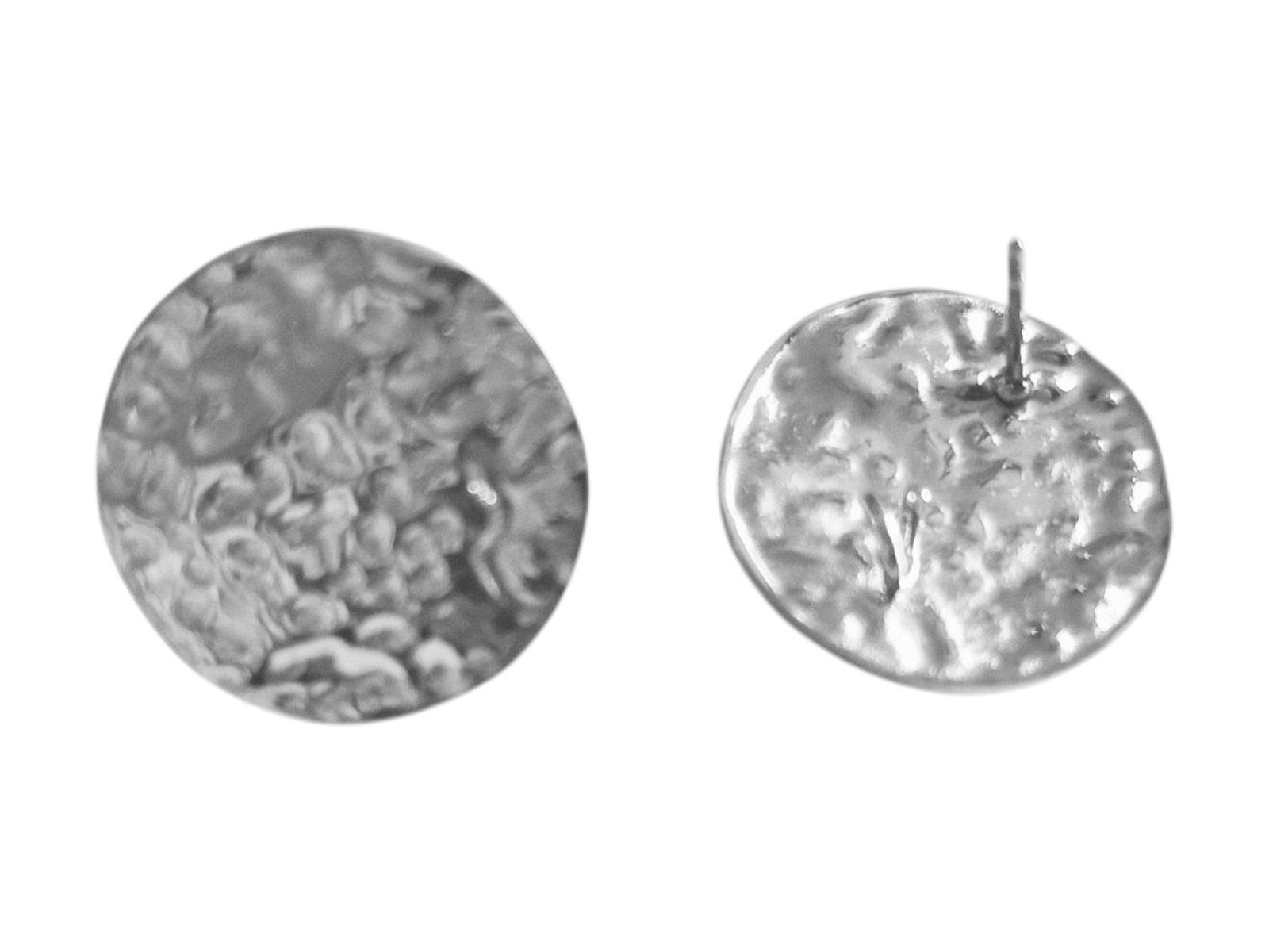 Round hammered disc with loop earring post, 16mm