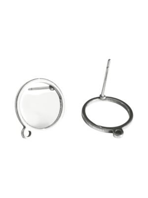 Round Circle Wire with Loop Stainless Steel, Earring Post, 12mm