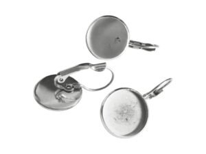 Leverback Earring with Bezel, Stainless Steel