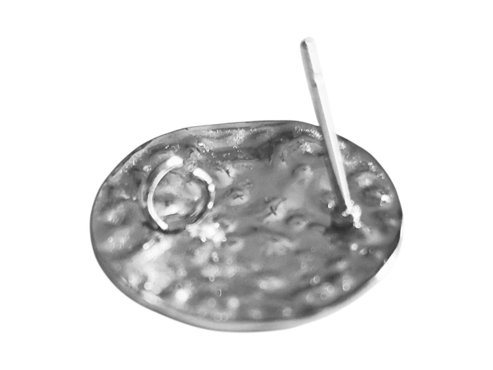 Round hammered disc with loop earring post, 16mm - Image 2