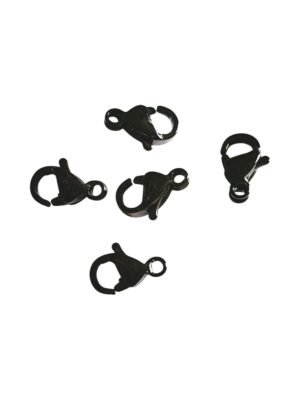 Stainless steel lobster clasp, Black, 9mm, 5 pcs