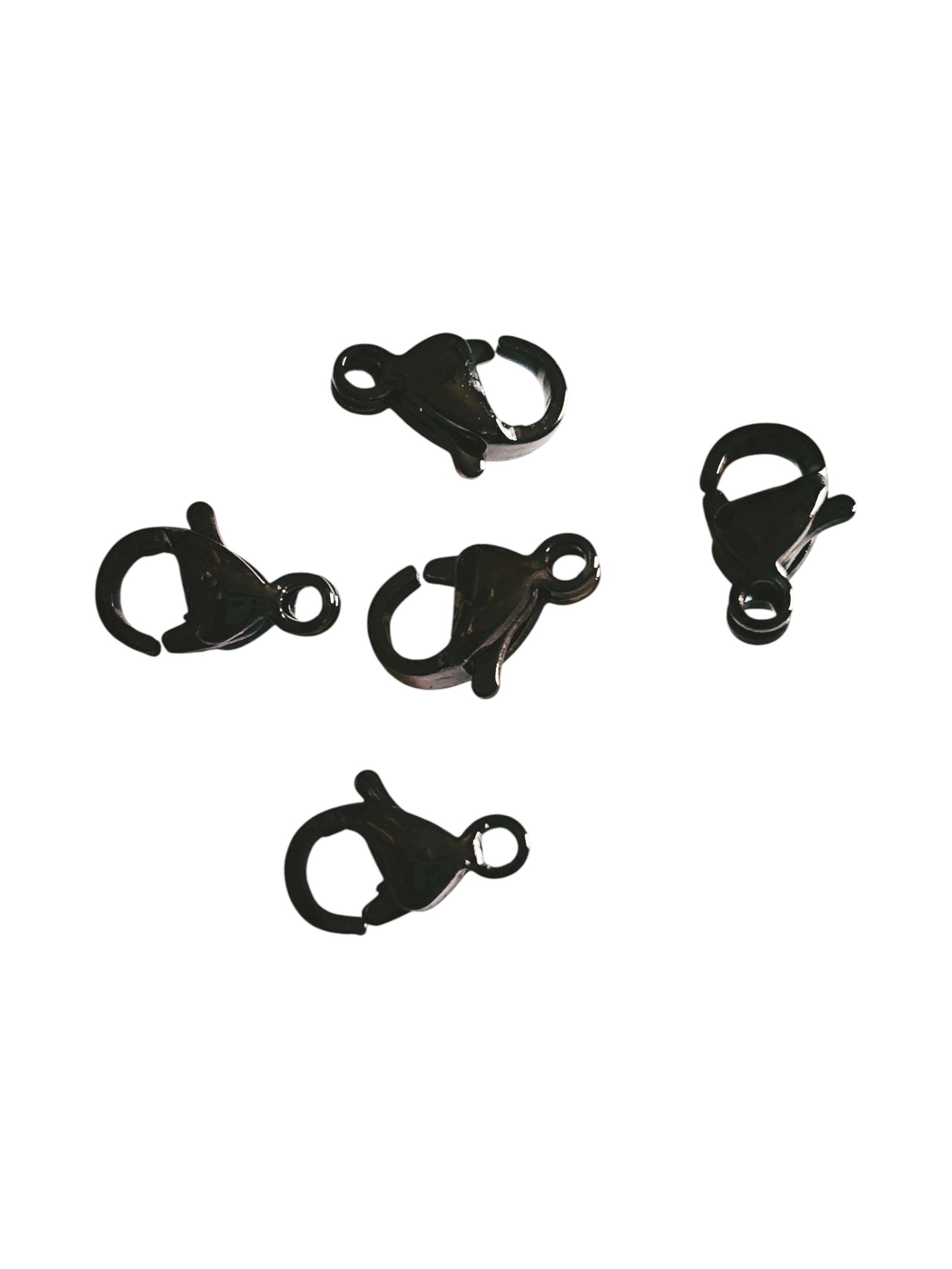 Stainless steel lobster clasp, Black, 9mm, 5 pcs