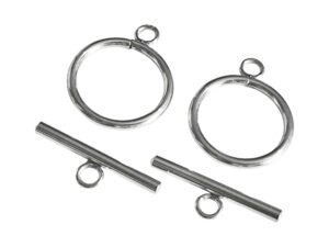 Bar and Toggle Clasp, Stainless steel, 2 pairs