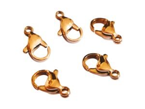 Stainless steel lobster clasp, Rose Gold, 12mm, 5 pcs