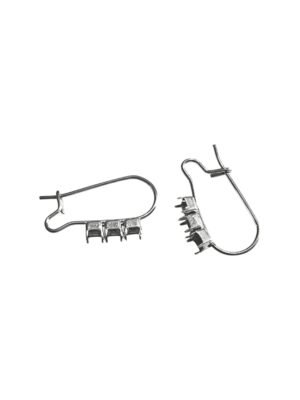 Stainless Steel Leverback Earring Settings with 3 Stone Mounts, 22mm