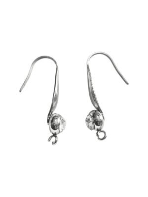 French hook earring with rhinestone and open loop, 26mm