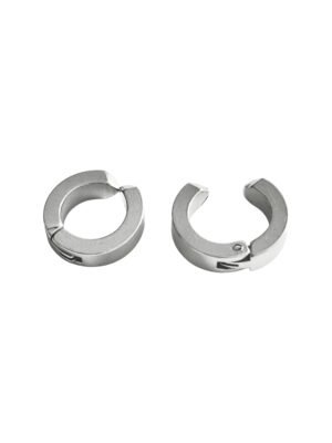 Silver Stainless Steel Earrings Huggies, Clip on,13x4.2mm