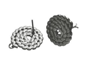 Round rope design disc post with loop earring , 16mm