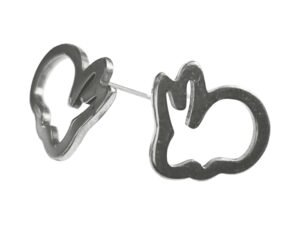 Rabbit Pin Earrings in Stainless Steel, 14mm