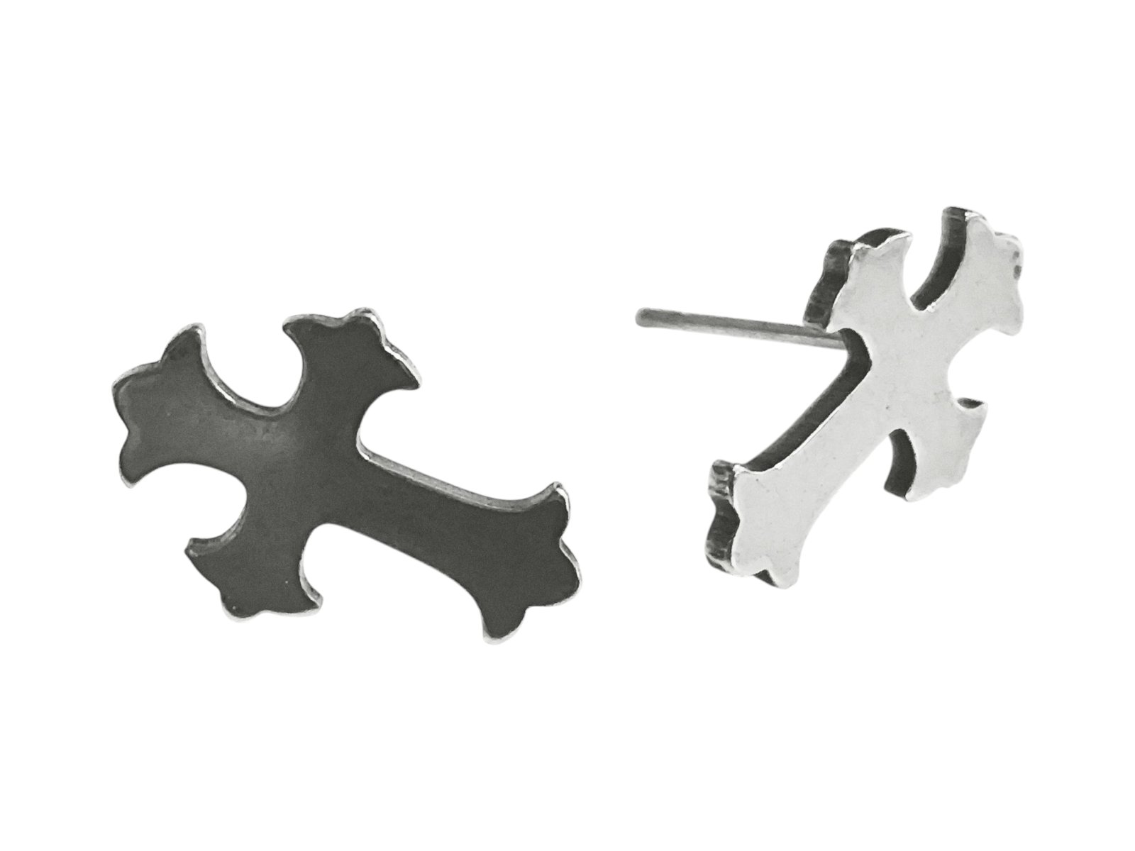 Gothic cross earrings in stainless steel