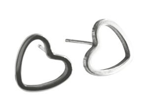 Heart pin earring in stainless steel