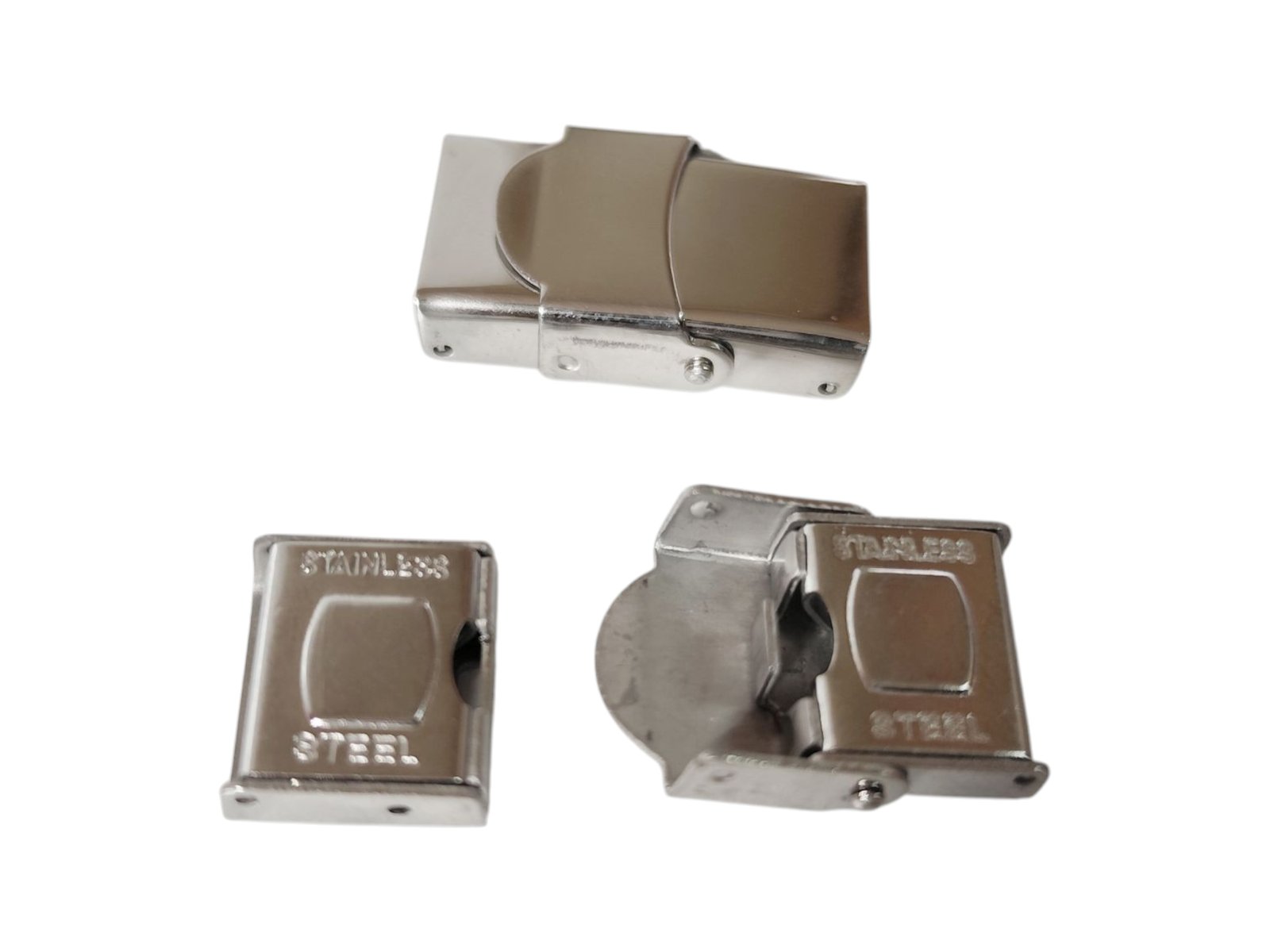 Fold over clasp in stainless steel, two sizes, 2 Pcs - Image 2