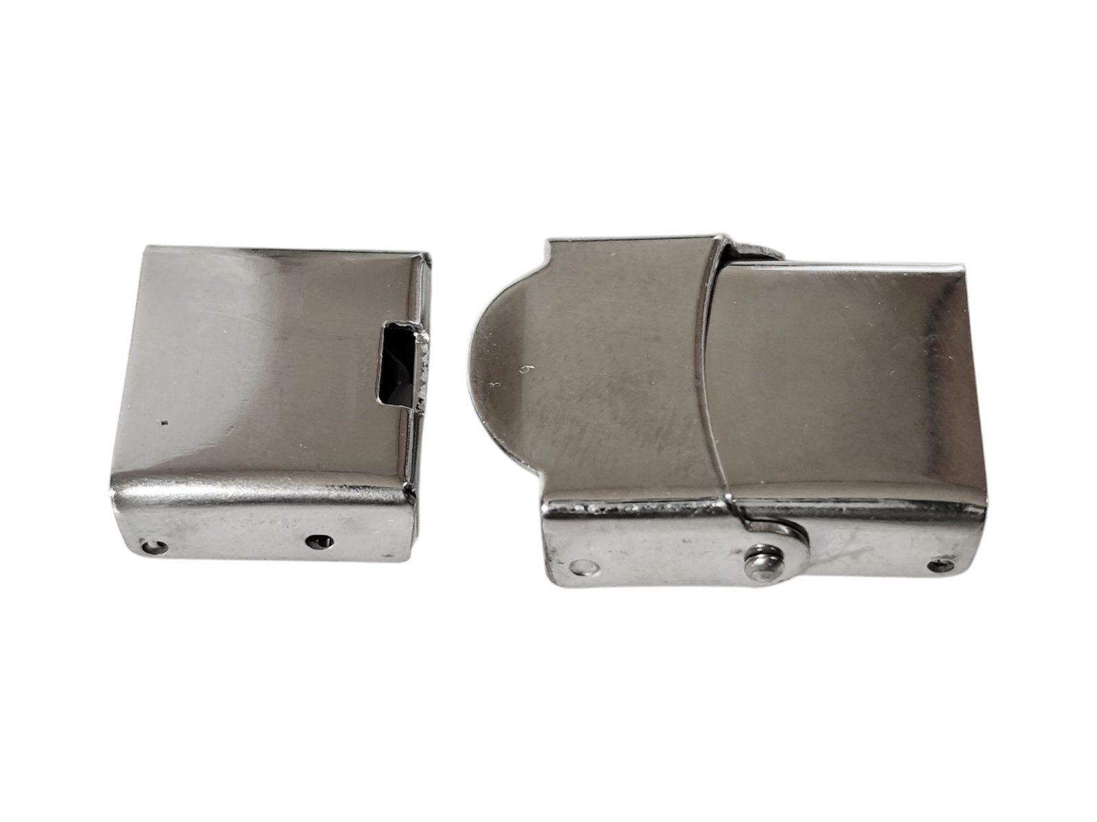 Fold over clasp in stainless steel, two sizes, 2 Pcs