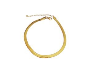 Gold Stainless-steel Blade Chain Ankle Bracelet, 19cmx4.2mm w extender chain