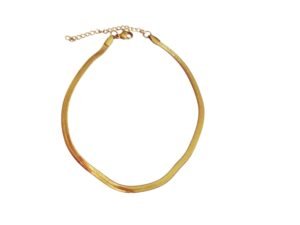 Gold Stainless-steel Blade Chain Ankle Bracelet, 19cmx3.2mm w extender chain