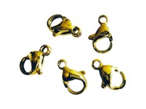 Stainless steel lobster clasp, Gold, 10mm, 5 pcs