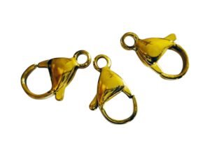 Stainless steel lobster clasp, Gold, 15mm, 3 pcs