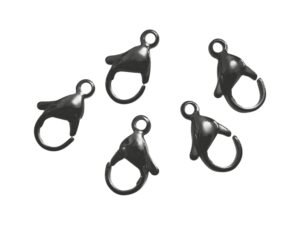Stainless steel lobster clasp, Black, 12mm, 5 pcs