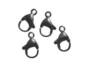 Stainless steel lobster clasp, Black, 13mm, 4 pcs