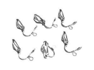 Clip on Earring in stainless steel, 6 pcs
