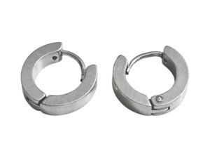 Silver Stainless Steel Earrings Huggies, 13x4.2mm