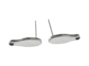 Oval Earring Post with hole, 12mm