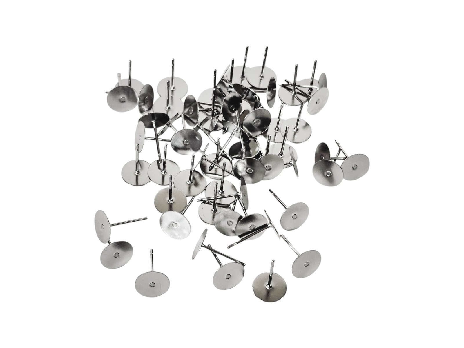 Pairs Stainless steel Earring Stud, Flat front 8mm, 50 pcs