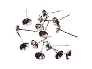 Stainless Steel Cup and Peg Earring Posts, 6mm cup