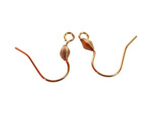 1 pair of Rose gold shepherd hook earrings, stainless steel, with spring in place of bead, 17.5mm
