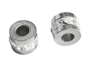 Barrel bead pair with Cubic Zirconia stone inlay, 5.5x6mm