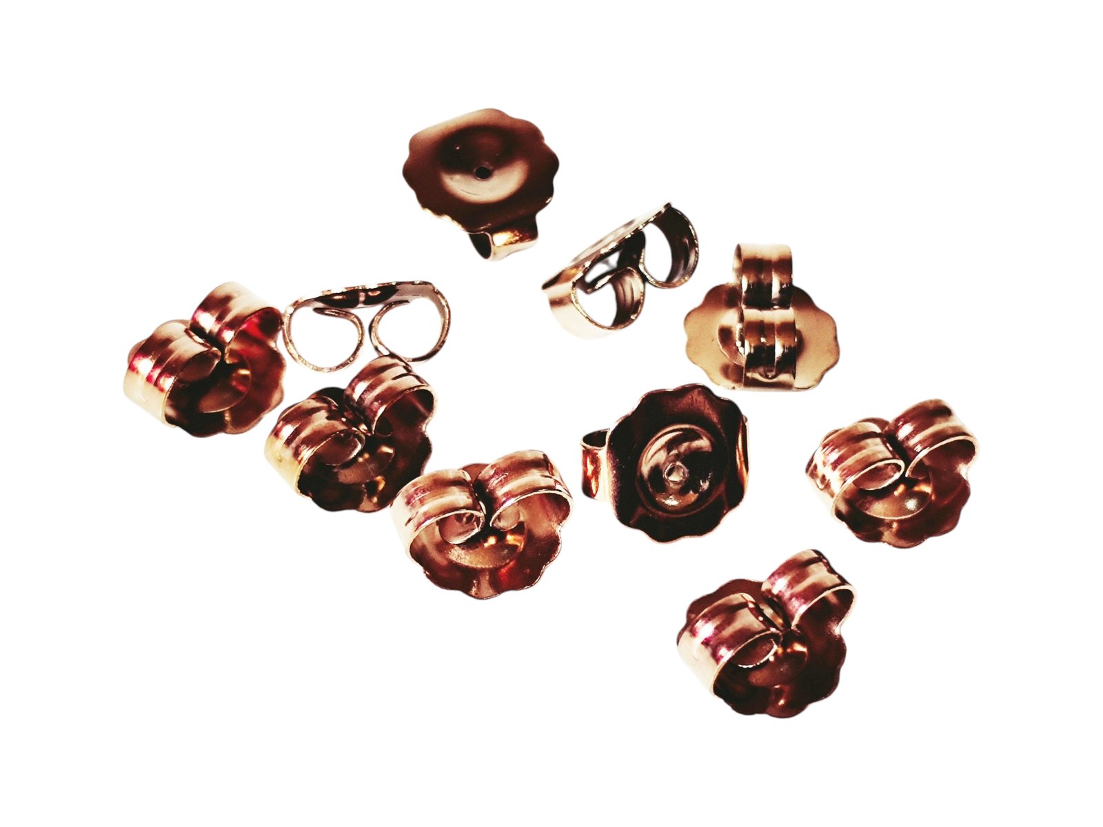 Large Stainless steel butterfly earring backs, 10mm, 10pcs, Rose Gold